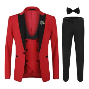 Allthemen Traje de 3 piezas para hombres Slim Fit Peaked Lapel Wedding Prom Blazer Vest Pantalones