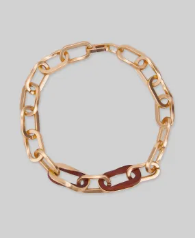 Collar eslabones metal y madera mujer