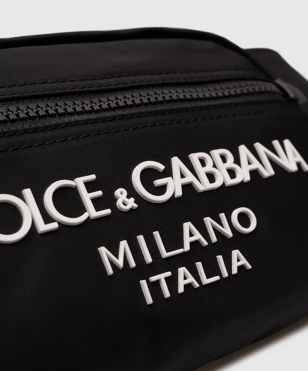 Dolce&Gabbana Black waist bag with textured logo