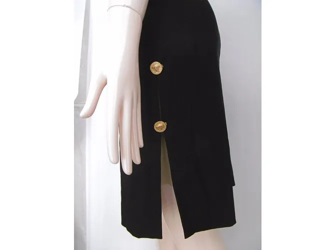 Gianni Versace Vestido con broche de pin dorado de Versace Negro 