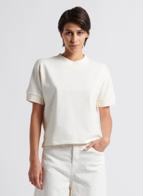 MAISON 123 DONA - Camiseta oversize de cuello redondo en mezcla de algodón. en blanco