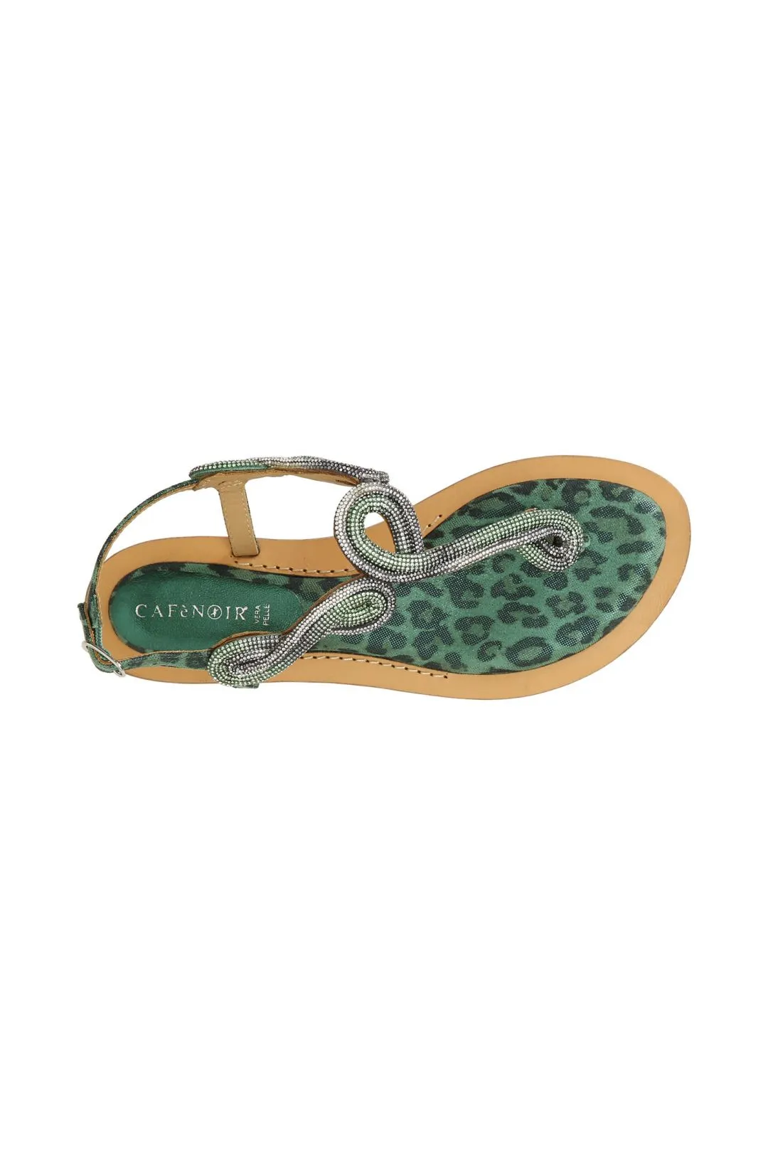 sandalias chanclas de ante y estampado moteado con accesorio de pedrería multi green