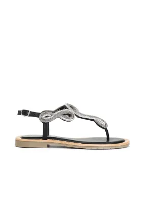 sandalias chanclas de napa con adorno de pedrería black