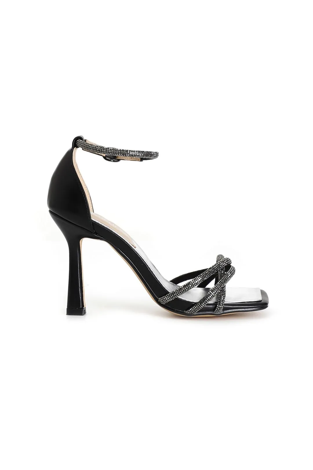 sandalias con pedrería black