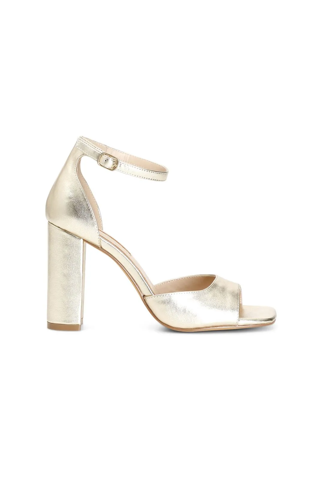 sandalias metalizadas con tira en el tobillo light gold