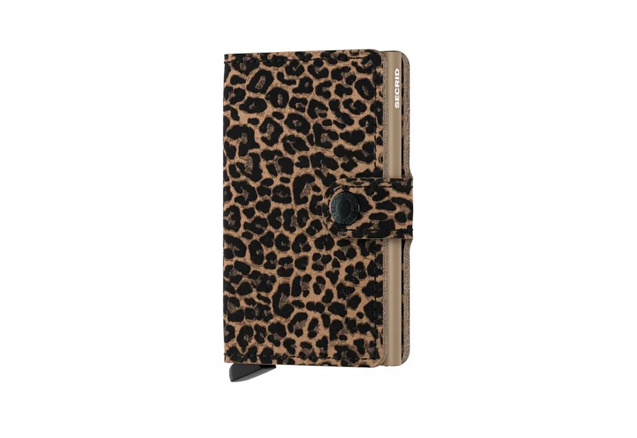 Tarjetero Miniwallet SeÑora Animal Print Camel Interior Metal Broche