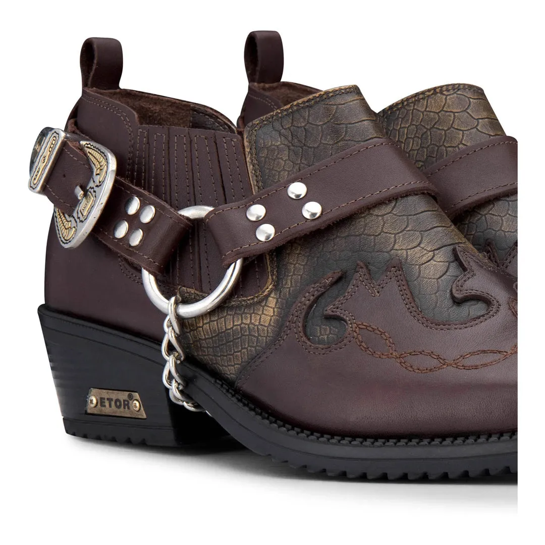 Zapatos de montar con estampado de serpiente de cuero genuino para hombre