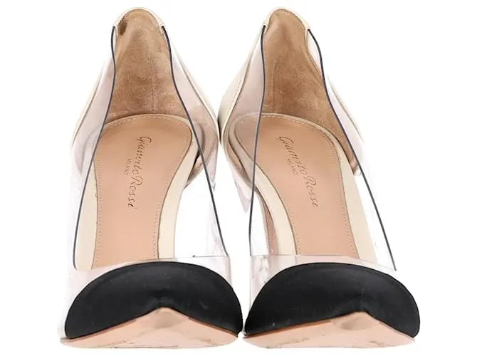 Zapatos Plexi Gianvito Rossi en cuero negro y crema Blanco Crudo 