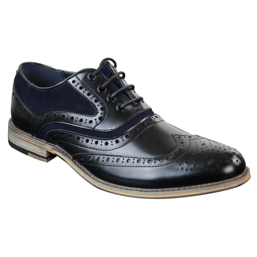 Zapatos retro Gatsby de encaje de cuero de ante real para hombre